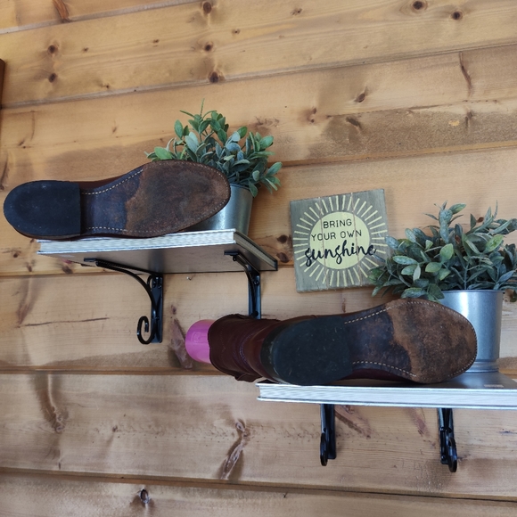 Wrangler 💜 Vintage Women's Cowboy Western Boots Dark Red Leather USA Work 7 M - Picture 5 of 10